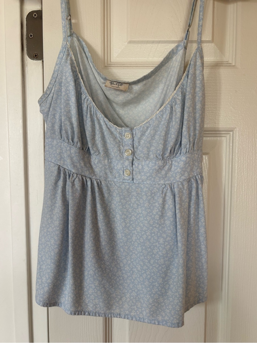 Blue Floral tank with adjustable waist tie